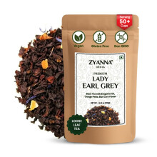 Zyanna Queen Earl Grey Tea | Premium Black Tea with Citrus Bergamot Oil, Orange Peels (100gm Bag/50 cups) Lady Loose Leaf - Natural Caffeine - Lemon