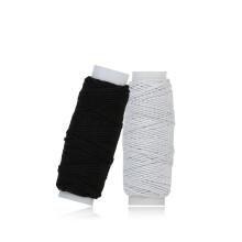 Elastic Sewing Thread 2-Pack, 30m Each, Multipurpose Black & White Shirring Elastic Thread for Sewing Machine, Strong Stretch Polyester Cord for
