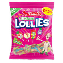 Swizzels Luscious Lollies Multipack PMP ?1.25, 12 x 132g Bags, Assorted Lollipops with Drumsticks, Fruity Pops & Double Lollies, Vegan Friendly Sweets