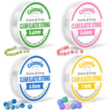 Caianwin Bracelet String Kit 0.4mm 0.6mm 0.8mm 1mm Clear String Elastic Thread for Jewellery Making Necklace Bracelet Beading Thread & DIY Craft