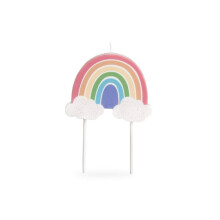 Anniversary House Pastel Rainbow Birthday Candle for Cakes, Pack of 1, Multicolour and Glitter Finish, Celebration Cake Topper Decoration, 12cm,