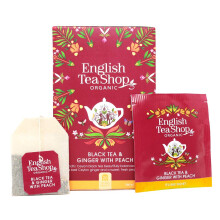 English Tea Shop Organic Ginger Peach Tea - 20 Paper Tea bag Sachets, 40 g