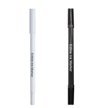 2PCS Edible Pigment Pen Brush,White and Black Icing Pens Food Coloring Markers for Diy Fondant,Edible Pens for Cake Decorating,Double-Pointed with
