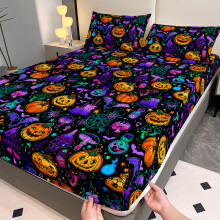 (Pumpkin Baby, king(153cm*203cm)) 3pcs - Fitted Sheet - Bed Sheet Bedspread Protector Set / High Quality High-End Brushed Soft Comfort