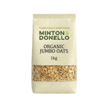 Minton & Donello Organic Jumbo Oats 1kg Bag - Wholegrain Rolled Oats for Porridge & Overnight, High Fibre, No Added Sugar, Creamy Texture