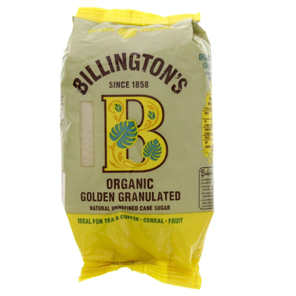 Billington's Organic Granulated Natural Unrefined Cane Sugar 500G Golden