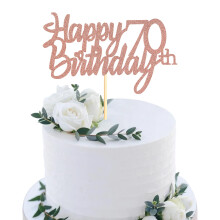 Sumerk Rose Gold Glitter Happy 70th Birthday Cake Topper 70th Cake Topper for Birthday Anniversary Party Decorations - Pack of 1