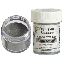 Sugarflair Dark Silver Edible Glitter Dust - Add a Shimmering Rain of Sparkle To Cakes, Cupcakes, Chocolate, Baking, Desserts, Ice Cream, Drinks,