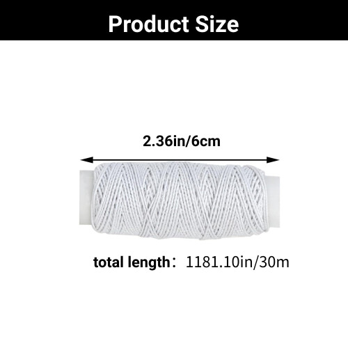 Elastic Sewing Thread 2-Pack, 30m Each, Multipurpose Black & White Shirring Elastic Thread for Sewing Machine, Strong Stretch Polyester Cord for 1