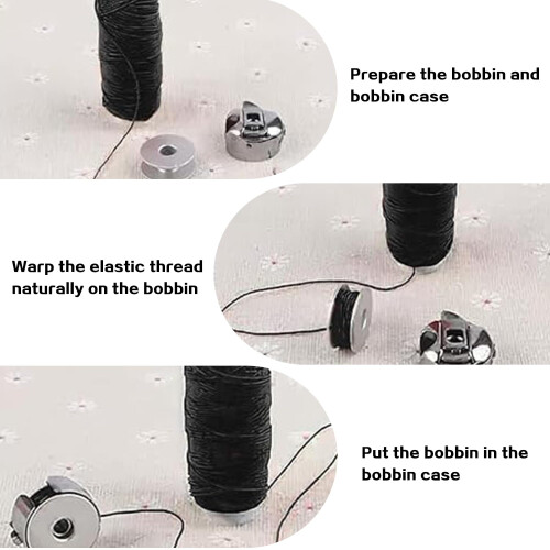 Elastic Sewing Thread 2-Pack, 30m Each, Multipurpose Black & White Shirring Elastic Thread for Sewing Machine, Strong Stretch Polyester Cord for 2