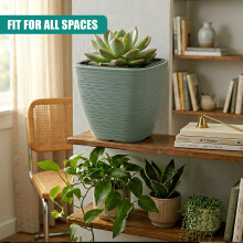 GEEZY Flower Pot with Insert 28.9cm Modern Garden Planter Sage Green Plant Pots Home