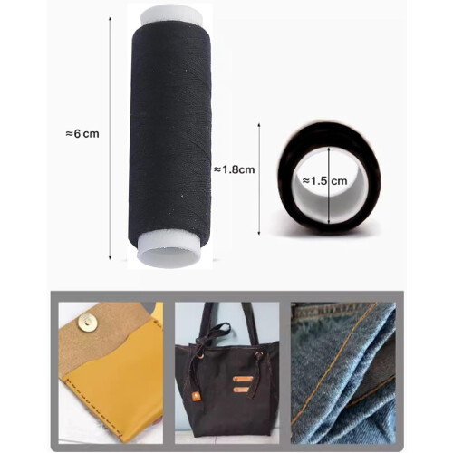JOYVOX 2pcs Strong Polyester Sewing Thread - Black, 100m Length, Universal for Machine and Hand Sewing 1