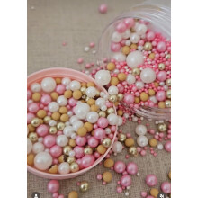 Edible Sprinkles in baby pink, nude and gold CAKE N BAKE (90g)