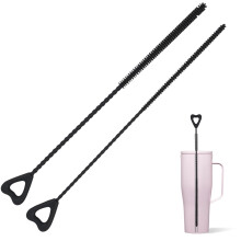 JUNJIEFU 2Pcs Straw Cleaner Brush Silicone, 9.8in Extra Long Reusable Straw Cleaning Brush, Heart-Shaped Elastic Cleaning Bristles Tool for Stanley,