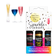 Sparkle Drops Unicorn Drinks Shimmer - Flavoured Drink Shimmer For Prosecco, Sparkling Wine, Gin, Vodka And Cocktails (30ml - 3 pack)