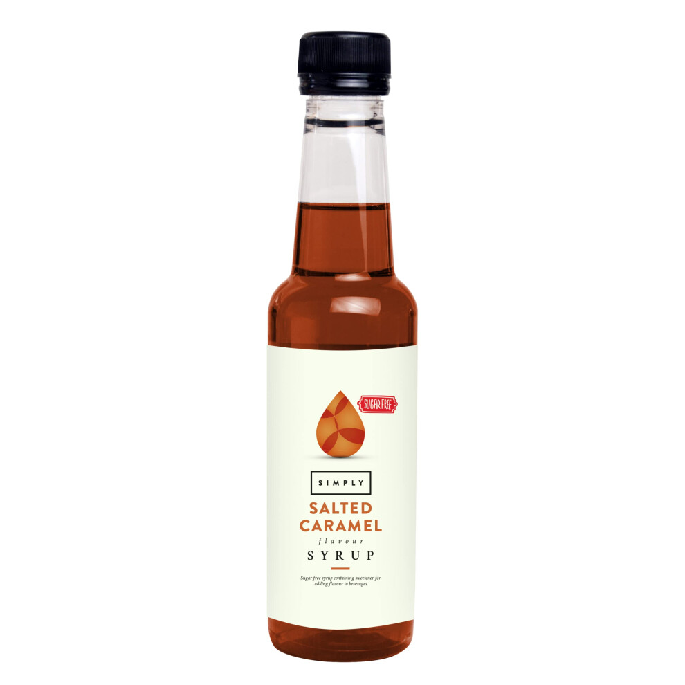 Simply Sugar Free Salted Caramel Syrup, Low Calorie, Vegan & Nut Free Flavoured Syrup For Coffee, Cocktails & Baking (250Ml)
