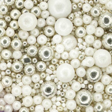 A Pinch Of - Bigger - Pearls Mix - Twinkle Mother of Pearl Xmas Cake Topper Sprinkles - 70g Edible Shimmer Ball Cupcake Decorations - For Weddings,