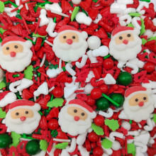 Christmas Sprinkles for Cake Decorating Edible 6 Santa Claus Icing Decoration Red Green and White Pearls Sprinkles for Xmas Party Cupcake Toppers,