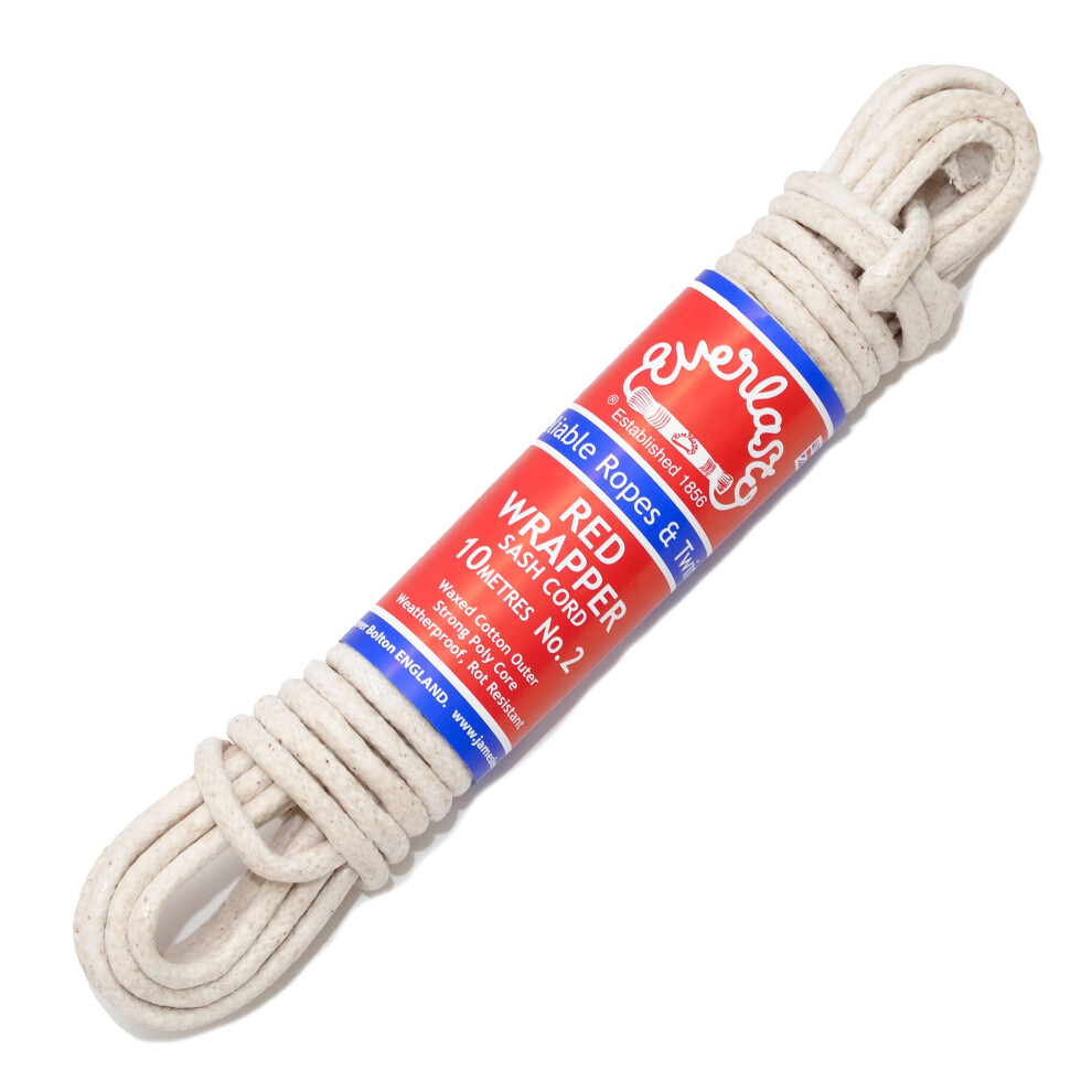 Everlasto 'Red Wrapper' Uk Made Quality Waxed Cotton Sash Cord No.2 (6Mm) X 10M 5051225104221
