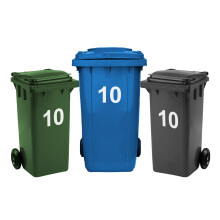 Rubigo 3 x Bin Numbers for Wheelie Bins, 0-99, Letters A-D, 17.5cm Dustbin Stickers, Easy Application Stick On Number Stickers - Weatherproof Self
