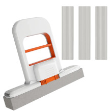 1 Set Mini Mop with 3 Replacement Heads, Squeeze Mops, Small Mops for Bathroom Cleaning, Compact Mini Foldable Desktop Mop for Tight Spaces