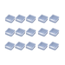 WYAN 15 Pack Square Clear Plastic Storage Containers Box with lids, for organizer Box Case for Beads,earplug, and More Small Items(4.3x4.3cm)
