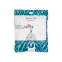 Brabantia 137846 PerfectFit Bin Liners (Size W/5 Litre) Thick Plastic Trash Bags with Tie Tape Drawstring Handles (40 Bags), White