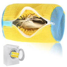 BieMian Shoe Wash Bag for Washing Machine, 360? Laundry Shoe Bag with Zipper, Reusable Mesh Sneaker Wash Pouch for Trainers & Sports Shoes, Yellow
