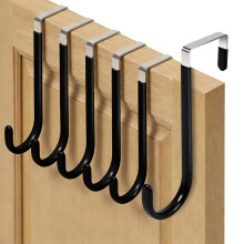 6 Packs Over The Door Hooks, Over The Door Towel Hanger for Coat, Overdoor Hangers Back of Door Hook, Sturdy Stainless Steel Hooks with Anti-Scratch