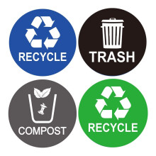 Recycle Sticker Trash Bin Label 8 Pack-4"x4"-Waterproof Organize & Coordinate Garbage Waste from Recycling Indoor & Outdoor,Great for Metal Aluminum