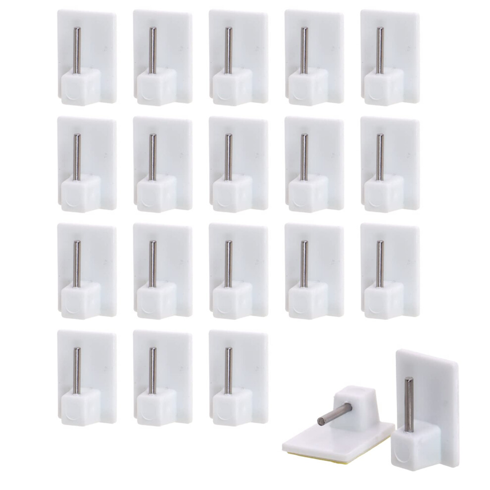 Dboo 20 Packs Self Adhesive Hooks - Plastic Sticky End Window Hook For Net Curtain Rods
