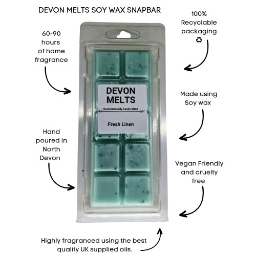 Devon Melts - Fresh Linen - Highly Scented 100% Soy Wax Snapbar 1
