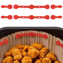AOOTE Air Fryer Magnet Silicone Buckle, 2 Pack Stainless Steel Hanging Magnetic Strip, Kitchen Accessory for Holding Down Air Fryer Parchment Paper,