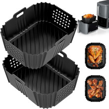 2PCS Silicone Air Fryer Liners for Ninja Double Stack Air Fryer XL Sl400UK, Airfryer Liners Air Fryer Accessories for Ninja Dual Air Fryer AF400UK,