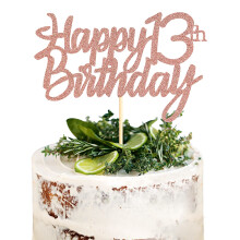 Sumerk Rose Gold Glitter Happy 13th Birthday Cake Topper 13th Cake Topper for Birthday Anniversary Party Decorations - Pack of 1