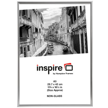 Hampton Frames BACKLOADER Poster Certificate Photo Frame Acrylic (Non Glass) Silver A3 (30x42cm) A3MARSIL