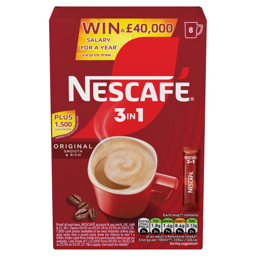 NESCAF? 3 IN 1's Original (1 Pack 8 Drinks)