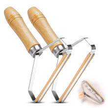 2Pcs Portable Lint Remover, Shunshi Manually Carpet Reusable Lint Roller Scraper with Wooden Handle Holder, Lint Removal Pro Tool for Cleaning Pet