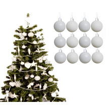 Simply Products Christmas Baubles 3.8cm - Great Christmas Tree Hanging Ball Decorations, Matte & Glitter Baubles Pack of 12-3.8cm (White Matte &