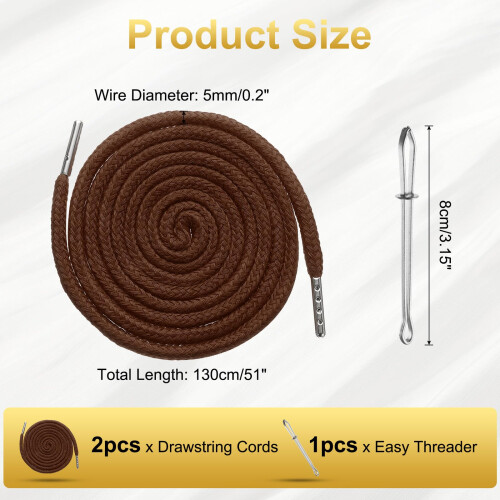 sourcing map 2pcs Drawstring Cords 51" Replacement Drawstring Hoodie String Sewing Tool with Easy Threader for Hoodie Sweatpants Jackets Pants Hats 1