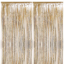 2pcs Champagne Gold Glitter Tinsel Curtains Foil Curtain Backdrop,1*2m Shimmer Curtain Party Foil Door Curtain Metallic Fringe Curtains Tassel Tinsel