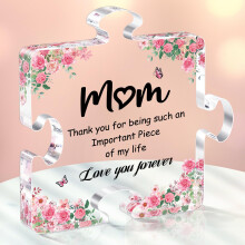 Mothers Day Gifts for Mum from Son Daughter, Linkax Mum Birthday Presents Gifts, Puzzle Shaped Acrylic Plaques Home Decorations for Step Mum Mummy Nan