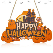 CHEERYMAGIC Halloween Decorations, Halloween Wooden Door Sign Pumpkin Halloween Wooden Hanging Ornaments Centerpieces Hanging Decoration for Halloween