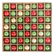 VEYLIN Mini Glitter Christmas Baubles, 49pcs 3cm for Tree Decoration (Red and Green)