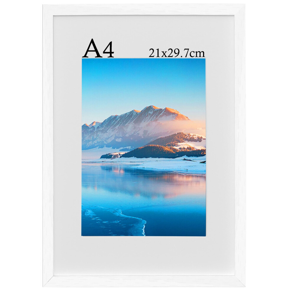 A4 Frame, 21X30 Cm Wooden A4 Photo Frames, Picture Frames With Mount, Picture Frames For A4 Print, Certificate Frame For Wall Mount, For White 5051225119652