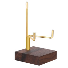 Xthrotsenk Walnut Wood Display Stand with Adjustable Metal Arms Small Display Easel Holder Crystal Displays Stand for Displaying Geodes Seashell