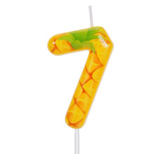 Pineapple Birthday Number Candle, Yellow Fruit Themed Wax Number Candle for Birthday Party Decoration Anniversary Celebration Cake Decoration (7)