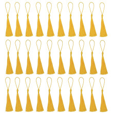 Handmade Silky Tassels for Bookmarks - 30 PCS Mini Tassels for Resin DIY Craft Supplies and Home Decor (Goldyellow)