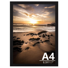 A4 Picture Frames Black, Versatile Picture Frame, A4 Poster Frame with Plexiglass and Mount, 21cm x 29.7cm Certificate Frame for Tabletop or Wall