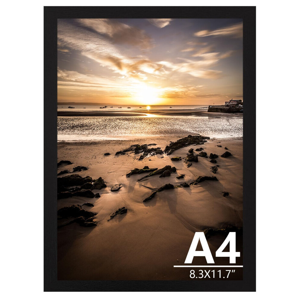 A4 Picture Frames Versatile Picture Frame, A4 Poster Frame With Plexiglass And Mount, 21Cm X 29.7Cm Certificate Frame For Tabletop Or Wall Black 5051225126575